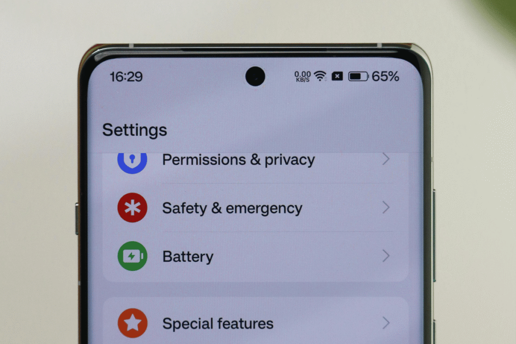 iPhone settings screen