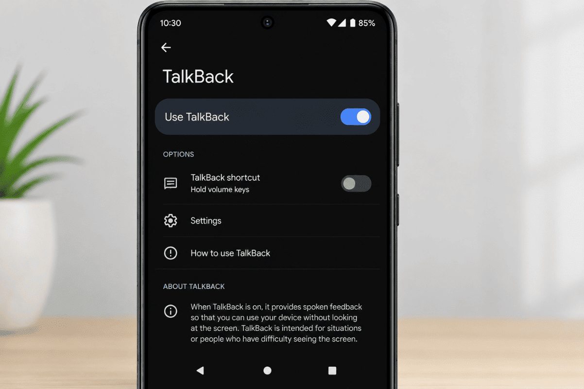 Android TalkBack settings