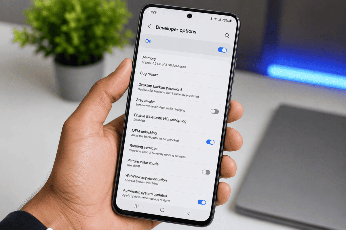 Android developer options smartphone