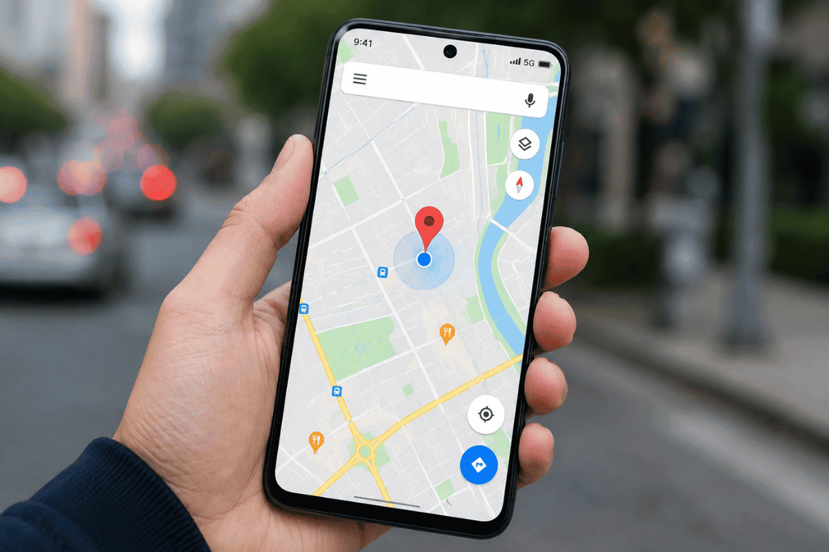GPS map location pin on smartphone