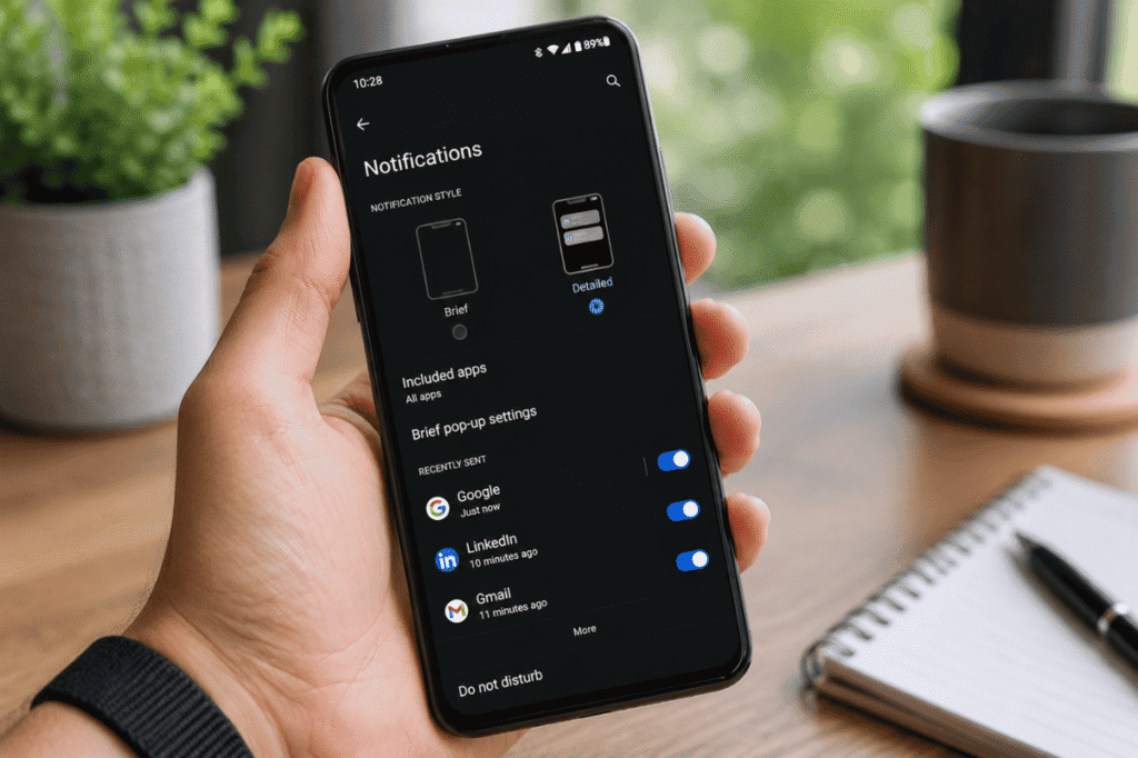 android smartphone notification settings