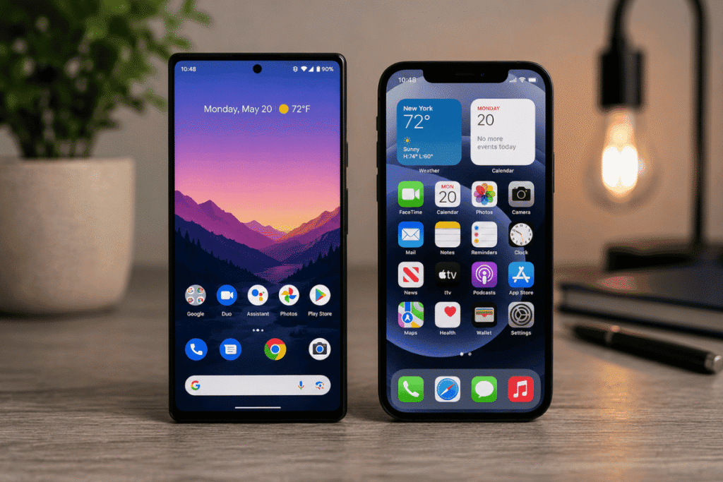 Android and iPhone smartphones