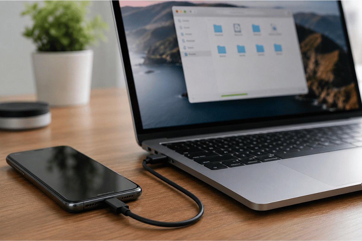 Android phone connected to a MacBook
