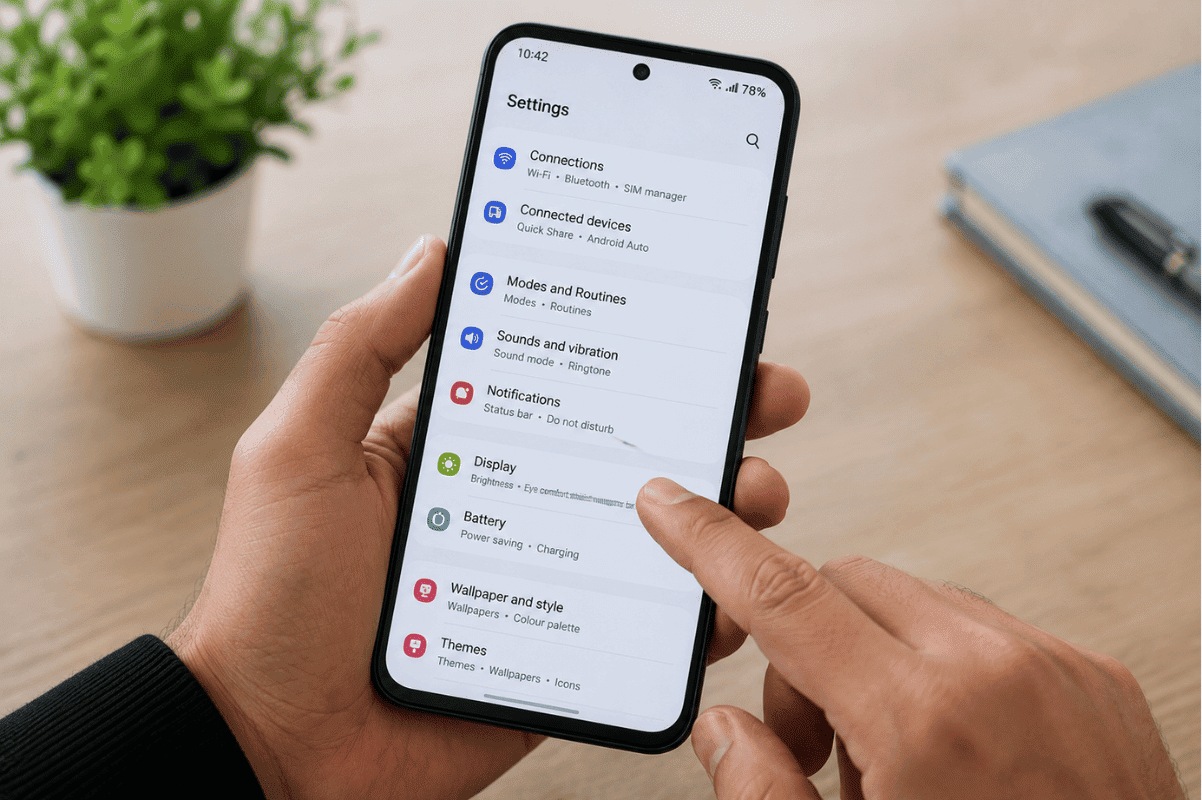 Android phone settings screen