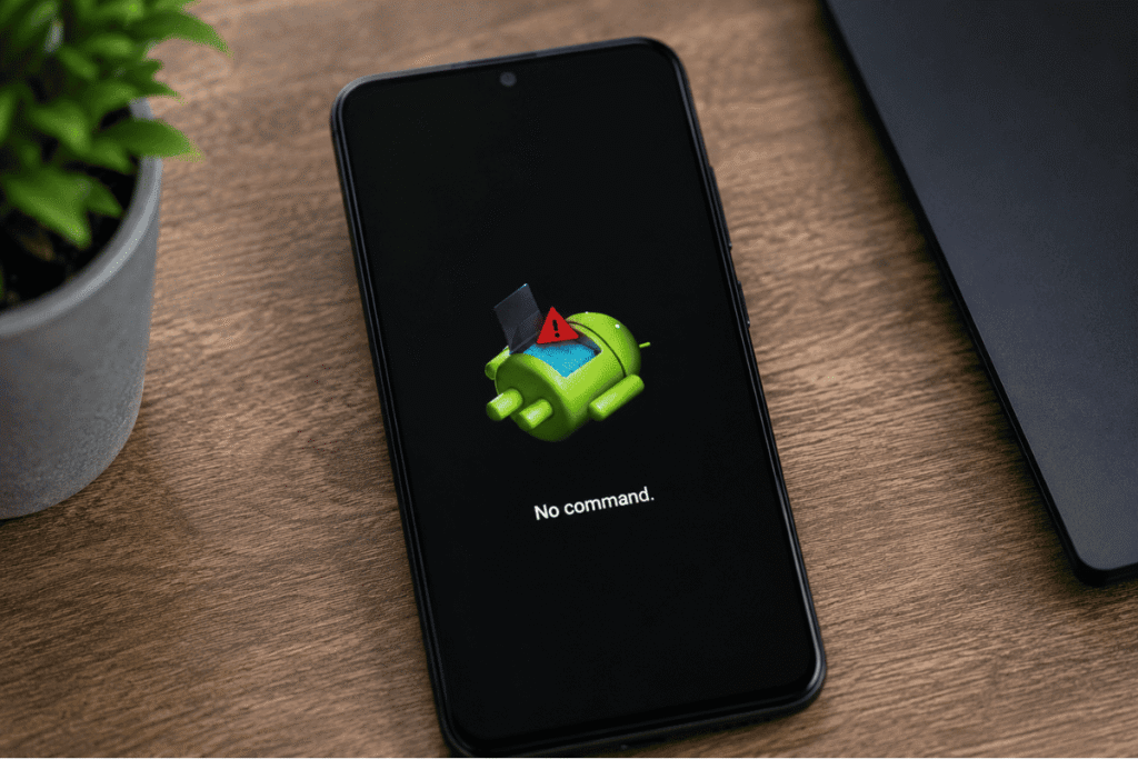 Android phone showing No Command recovery screen
