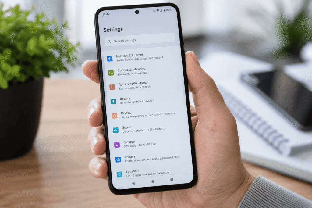 Android settings smartphone