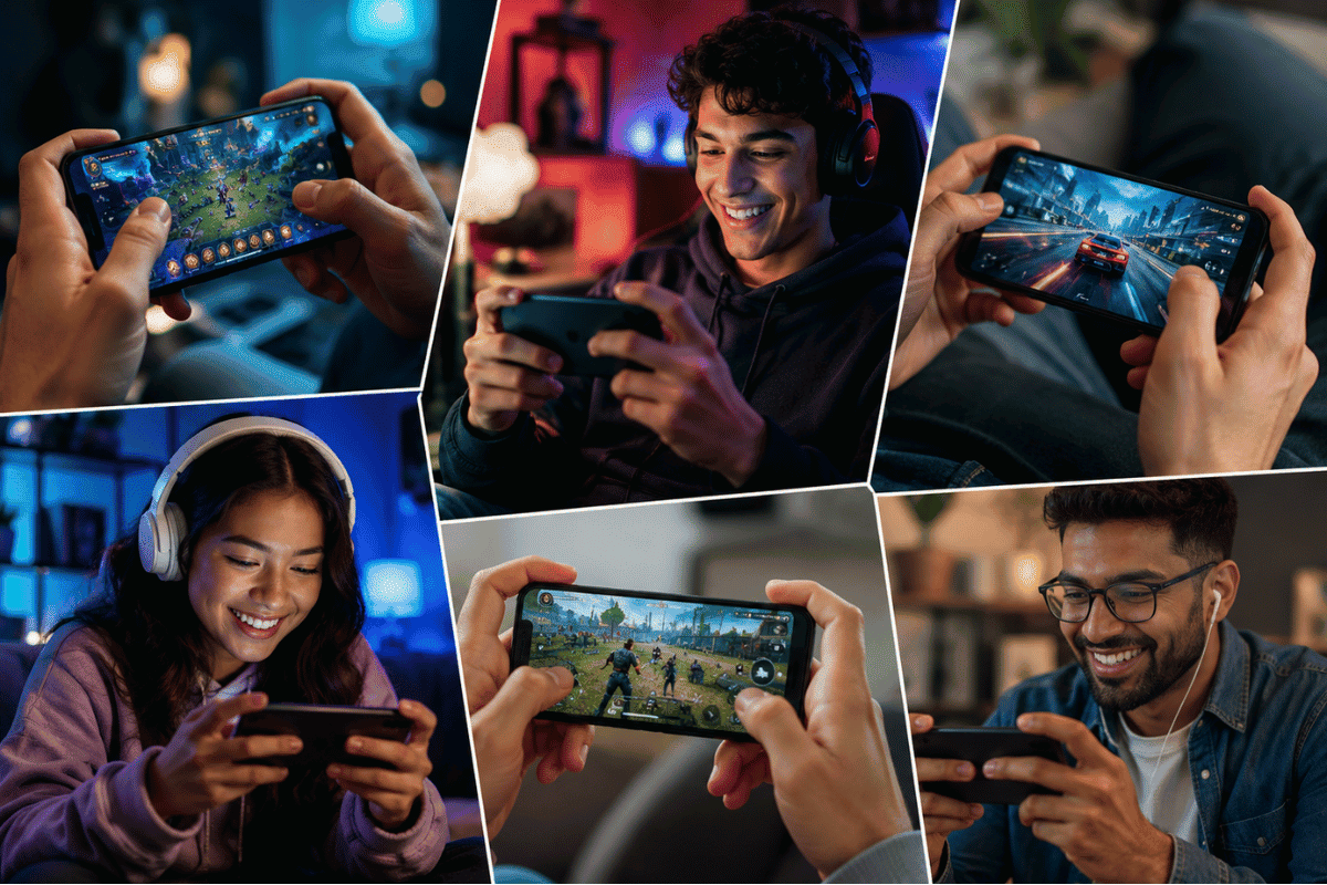 Collection of colorful mobile gaming