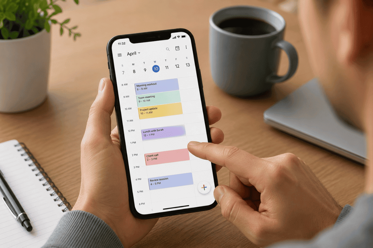 Person using calendar app