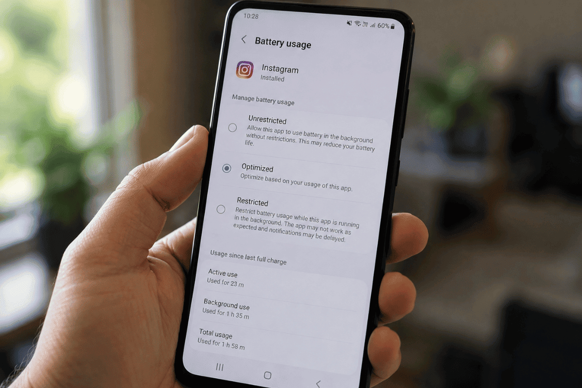 Android app battery settings smartphone
