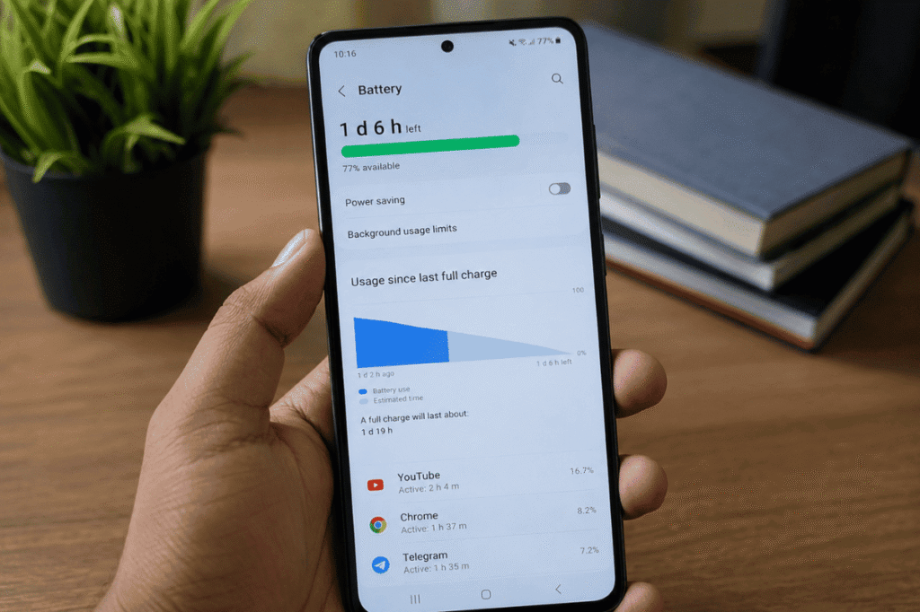 Android phone battery settings app background