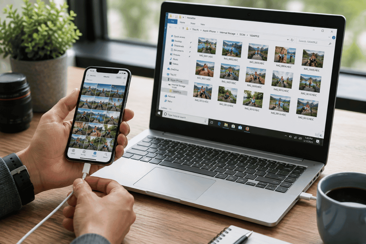 Copy photos from iPhone to computer USB