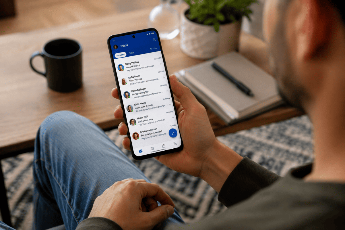 person checking email on smartphone