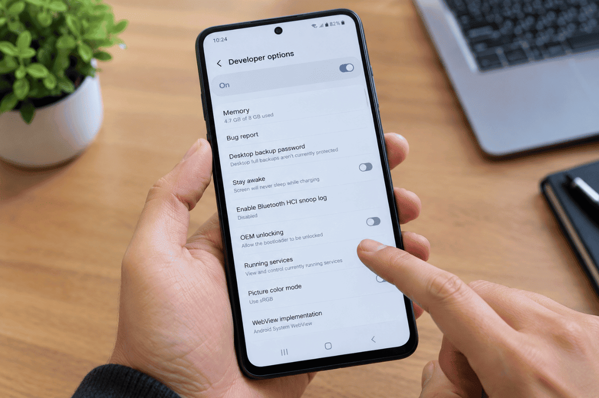 Android developer options smartphone settings