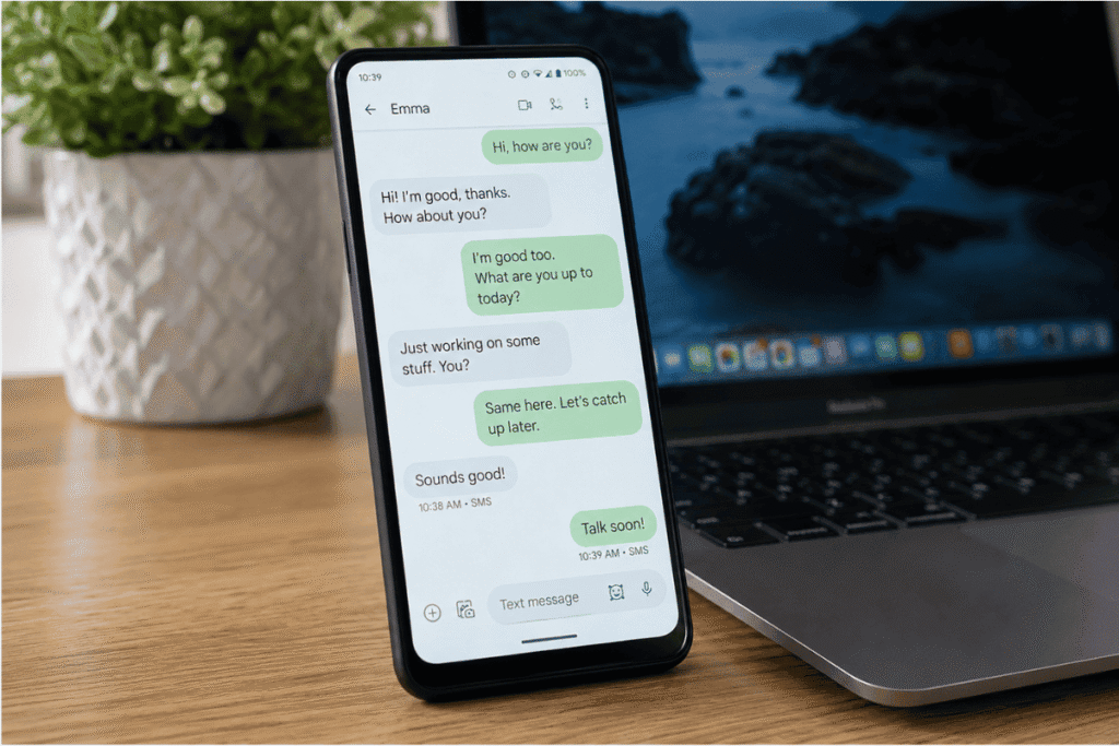 Android phone SMS messaging laptop