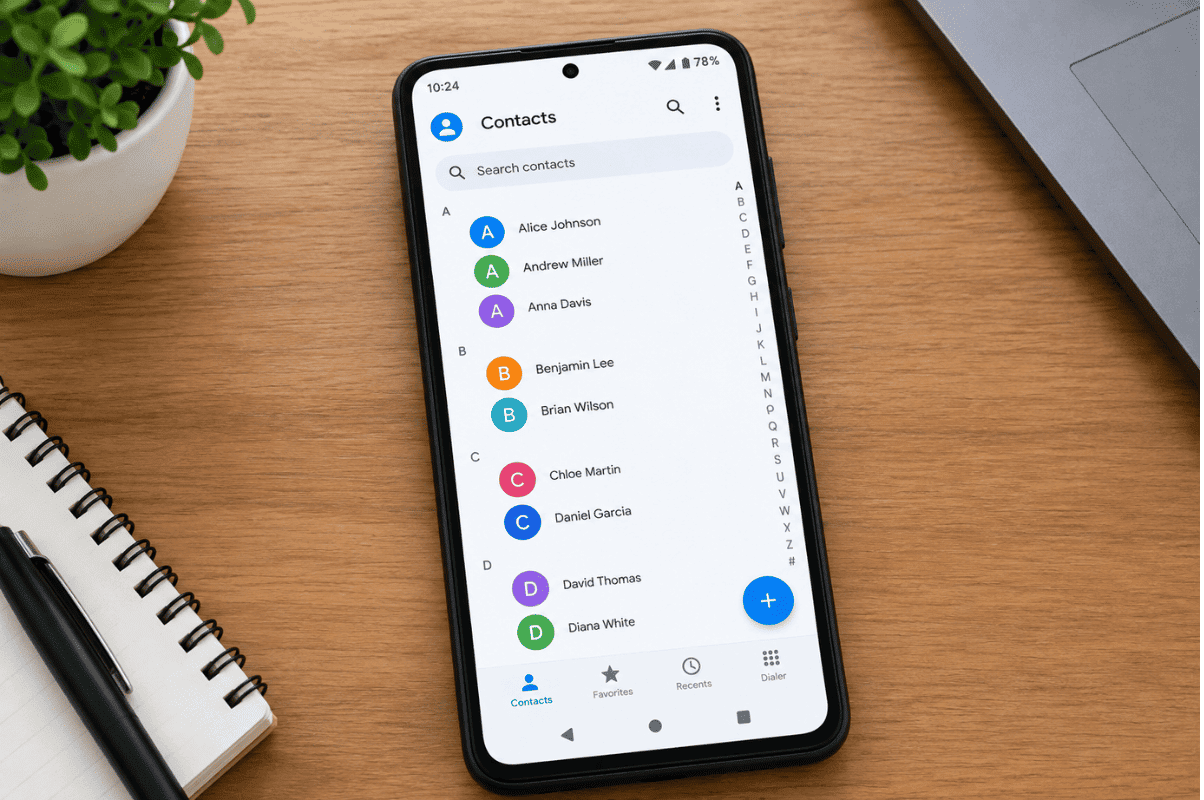 Android phone contacts app