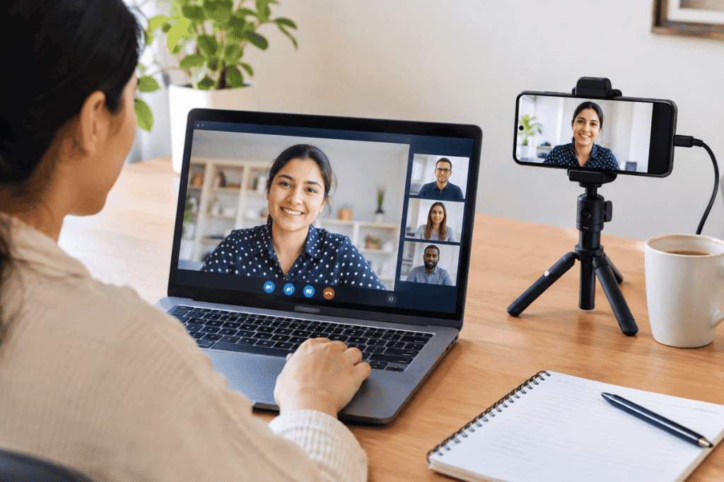 Android phone used as webcam laptop video call