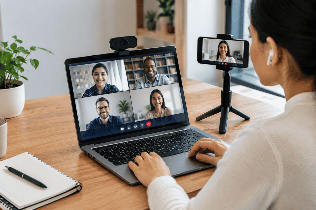 smartphone webcam setup video conference
