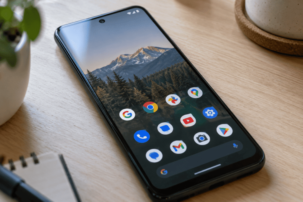 Android smartphone apps close up