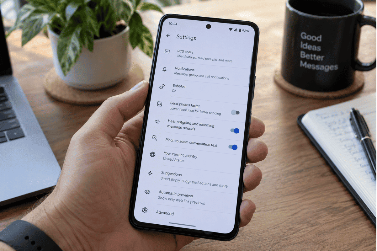 Google Messages Android settings